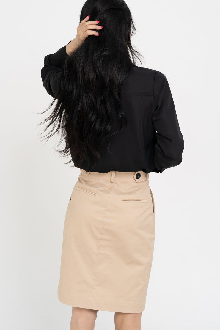 Cotton Midi-Pencil Skirt