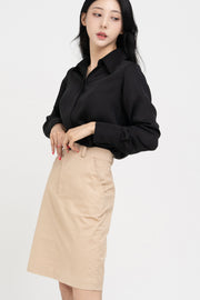 Cotton Midi-Pencil Skirt