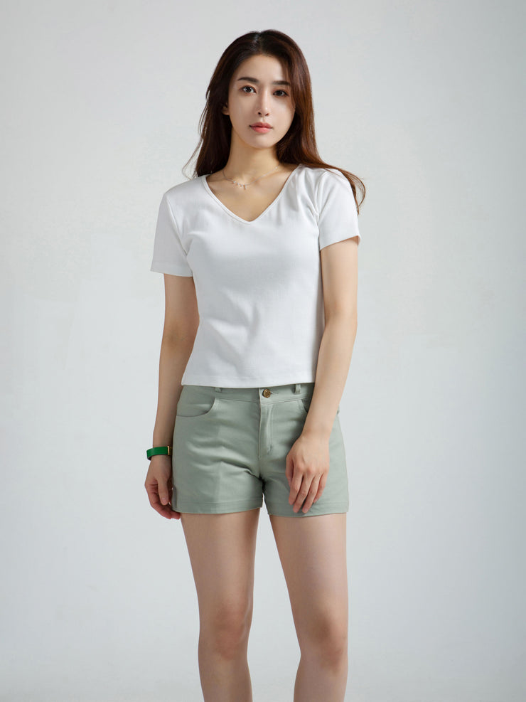 Ribbed V-neck