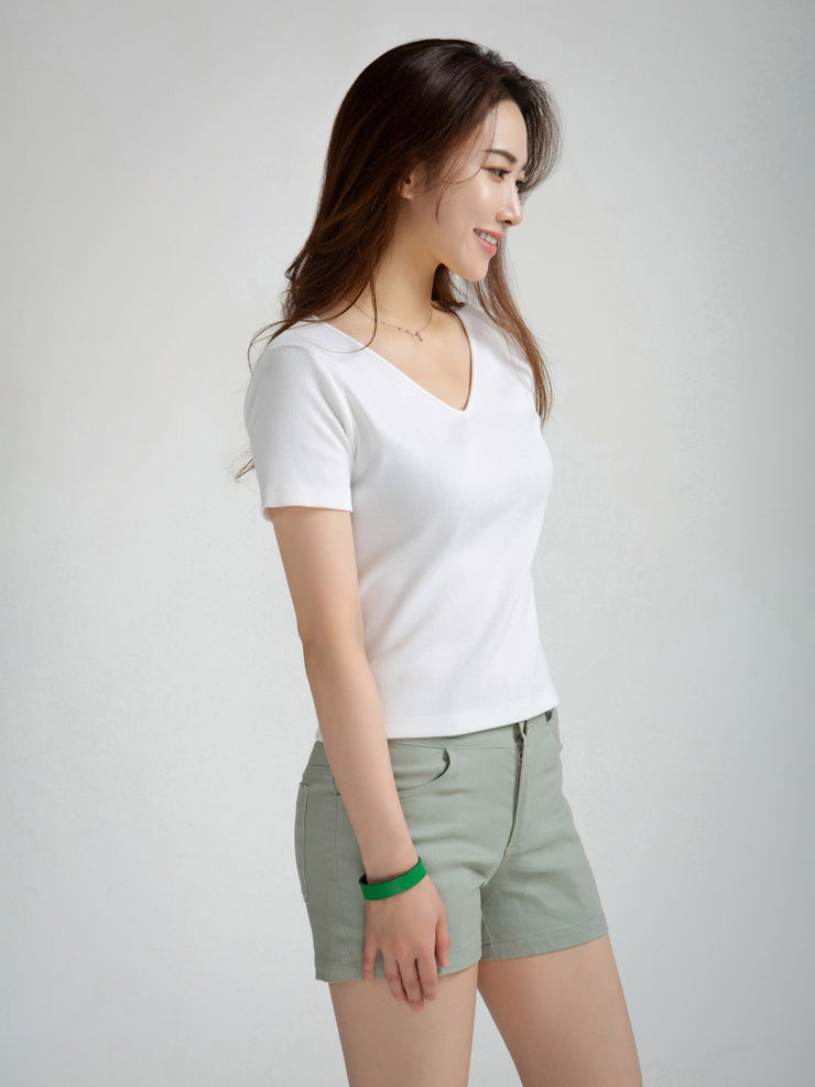 Ribbed V-neck