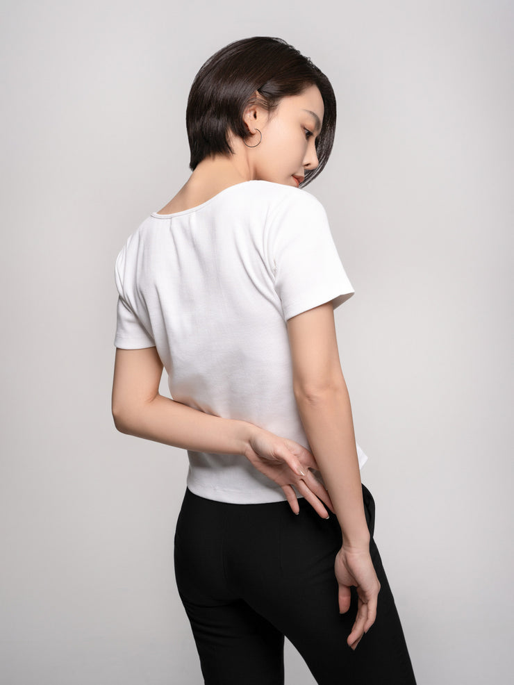 Ribbed V-neck