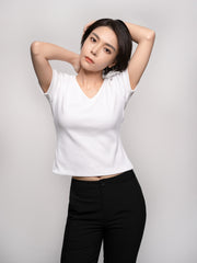 Ribbed V-neck