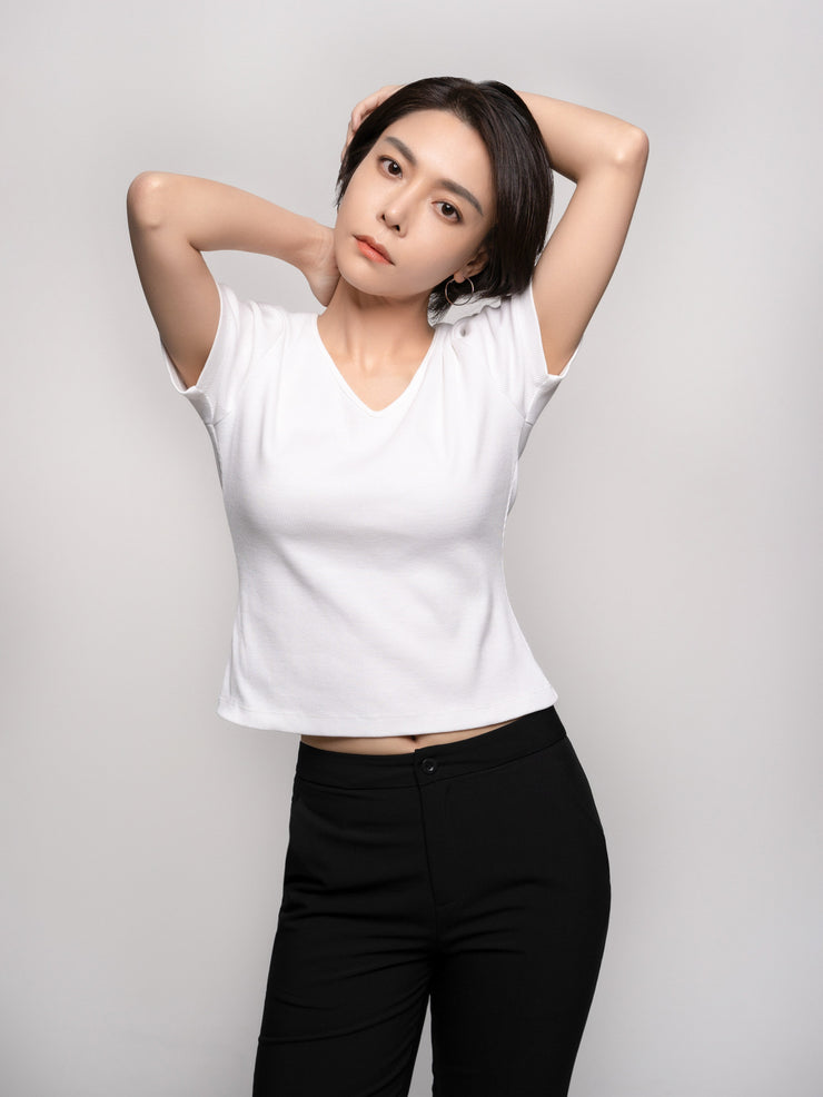 Ribbed V-neck