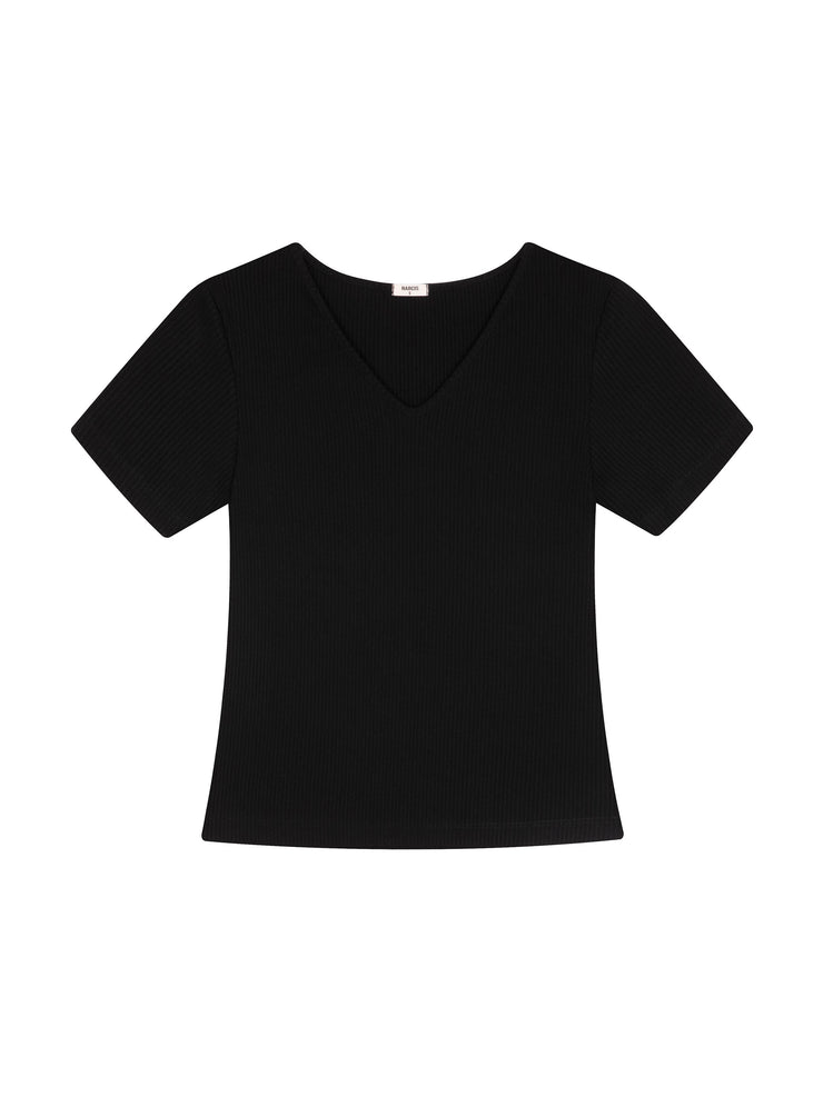 Ribbed V-neck