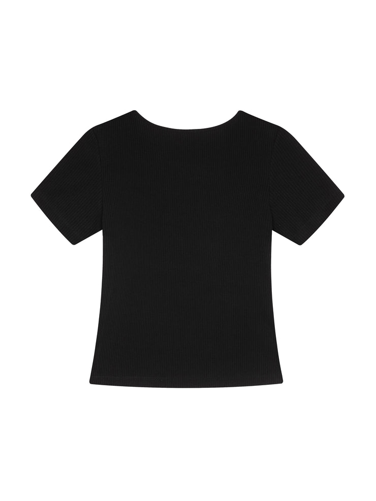 Ribbed V-neck