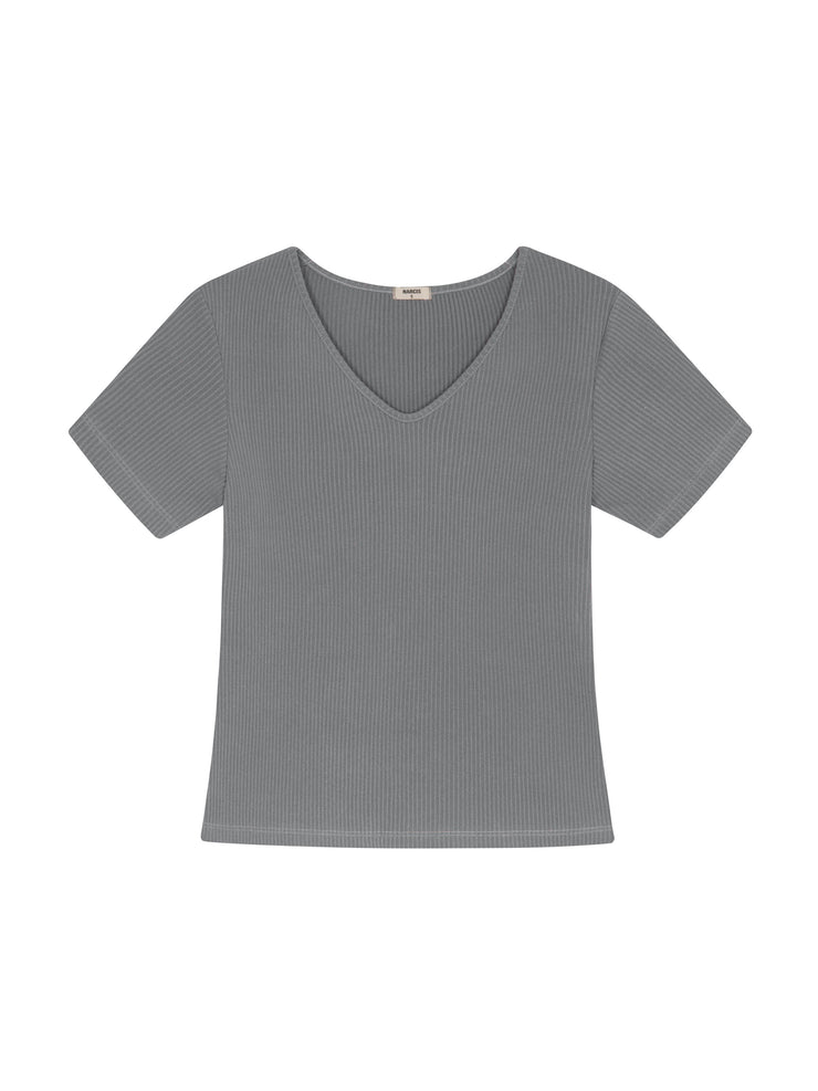 Ribbed V-neck