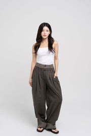 Double Waist Pants - Dark Khaki