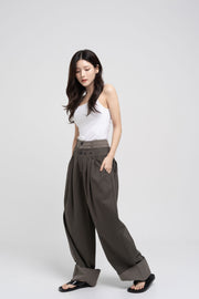 Double Waist Pants - Dark Khaki