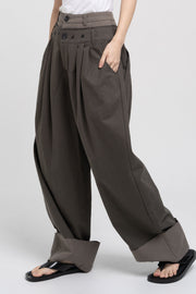 Double Waist Pants - Dark Khaki