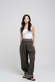 Double Waist Pants - Dark Khaki