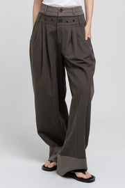 Double Waist Pants - Dark Khaki