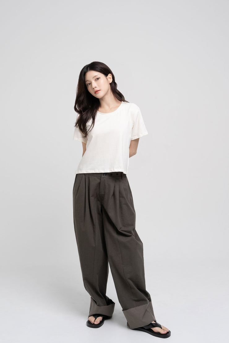 Double Waist Pants - Dark Khaki