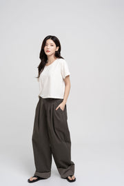 Double Waist Pants - Dark Khaki