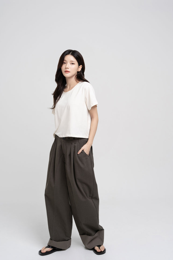 Double Waist Pants - Dark Khaki