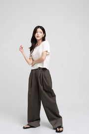 Double Waist Pants - Dark Khaki