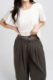 Double Waist Pants - Dark Khaki