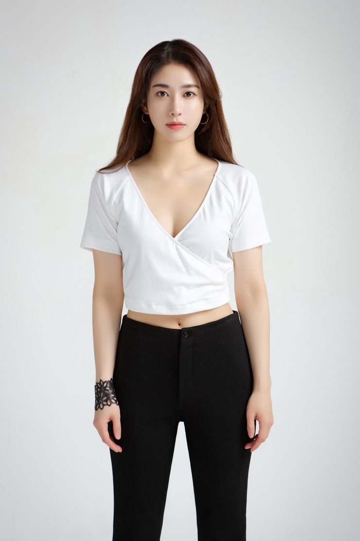 V-neck Wrap cropped
