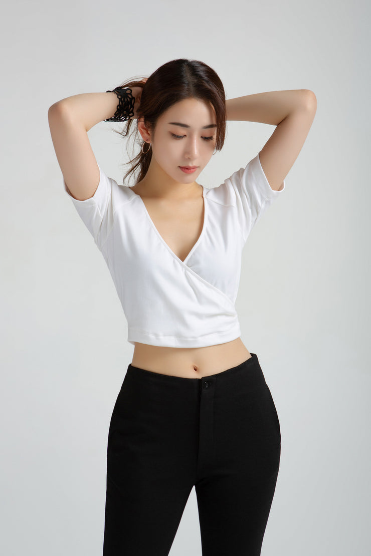 V-neck Wrap cropped