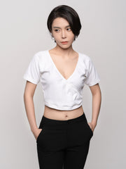 V-neck Wrap cropped