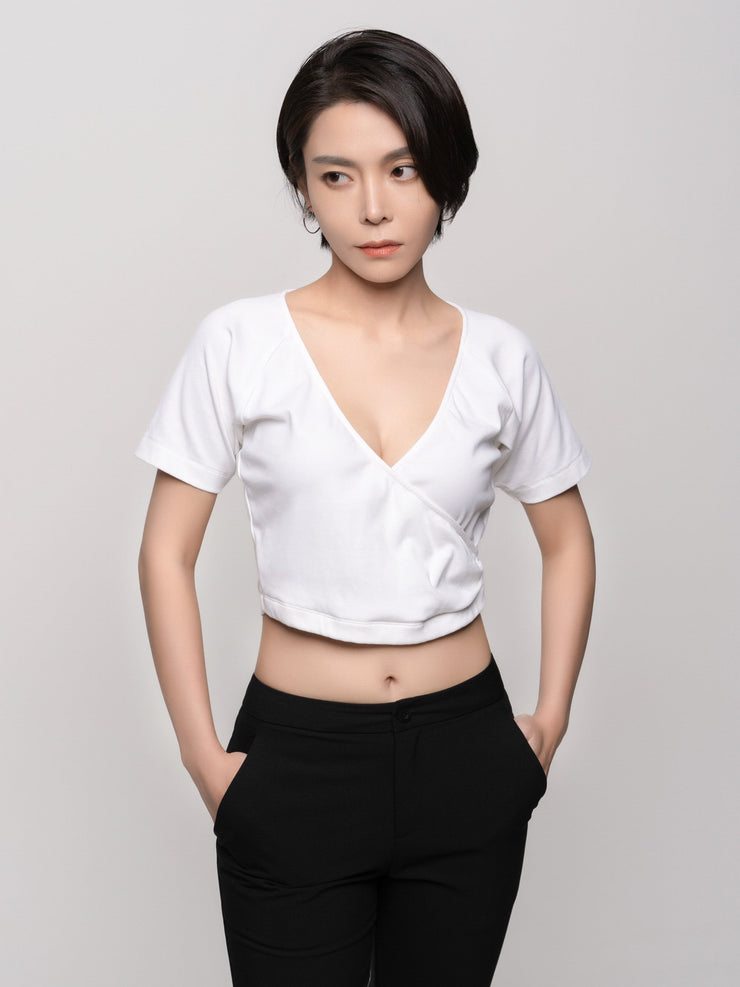 V-neck Wrap cropped