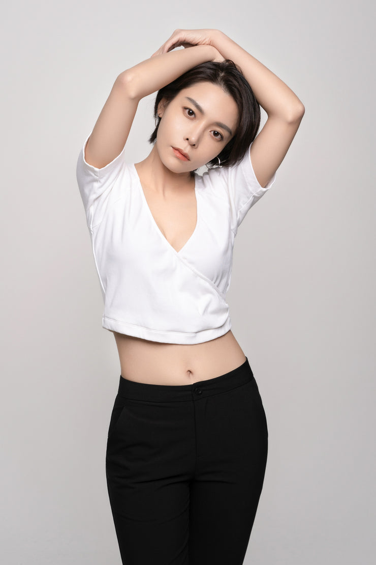 V-neck Wrap cropped