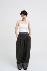 Double Waist Pants - Charcoal
