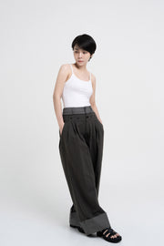 Double Waist Pants - Charcoal