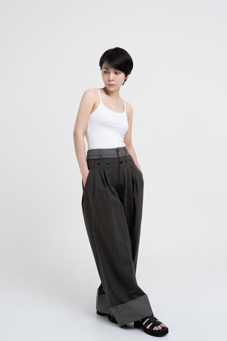 Double Waist Pants - Charcoal