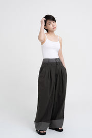 Double Waist Pants - Charcoal