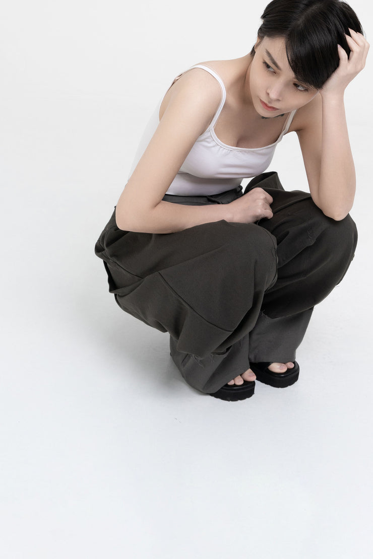 Double Waist Pants - Charcoal