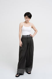 Double Waist Pants - Charcoal