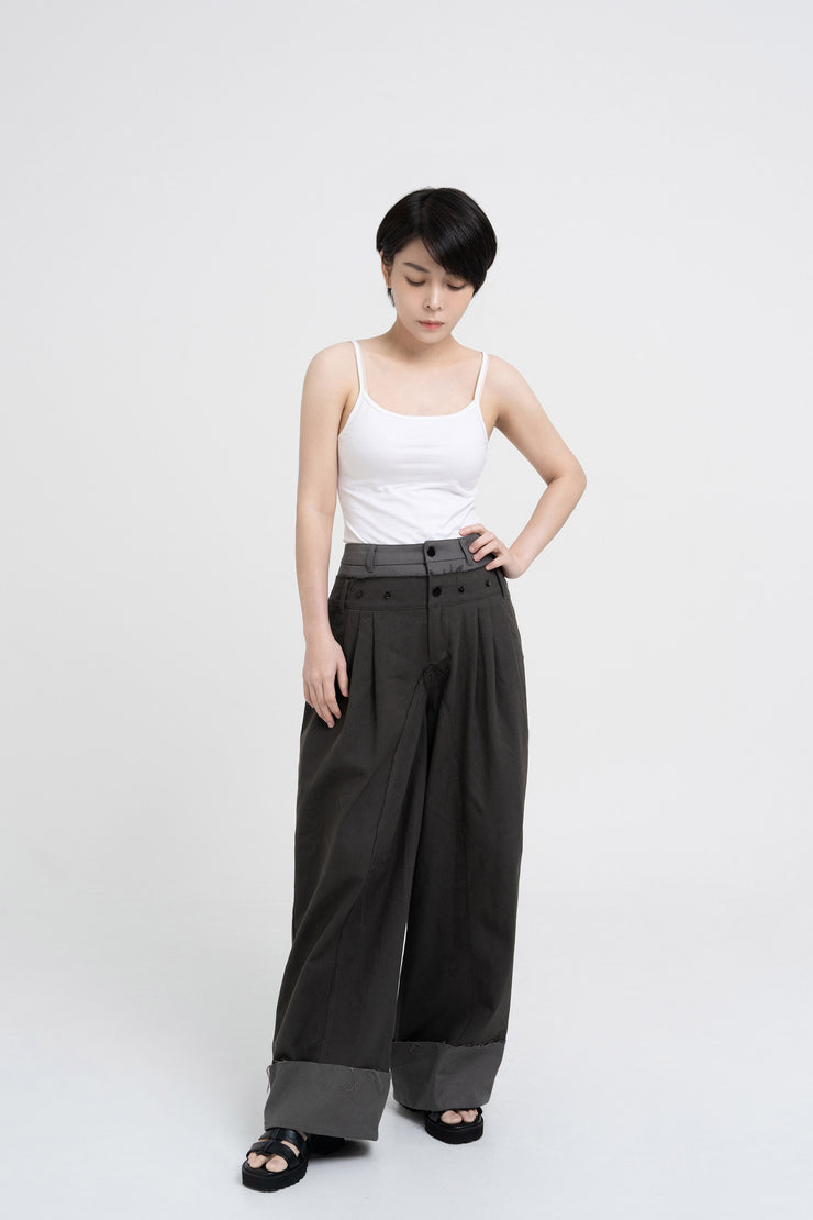 Double Waist Pants - Charcoal