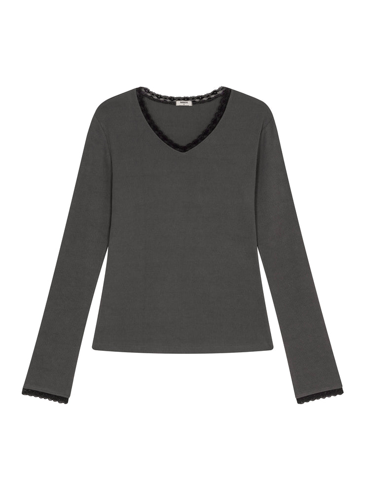 Lace Ribbed Top