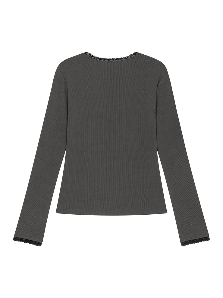 Lace Ribbed Top