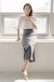 Tucked Long Skirt Grey