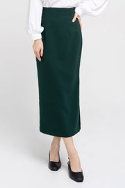 Tucked Long Skirt Green