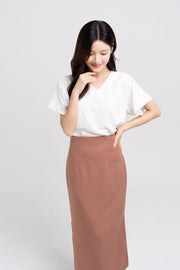 Tucked Long Skirt Brown