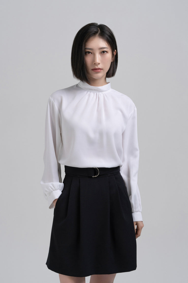 Double-tuck Belted Skirt