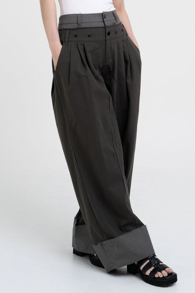 Double Waist Pants - Charcoal