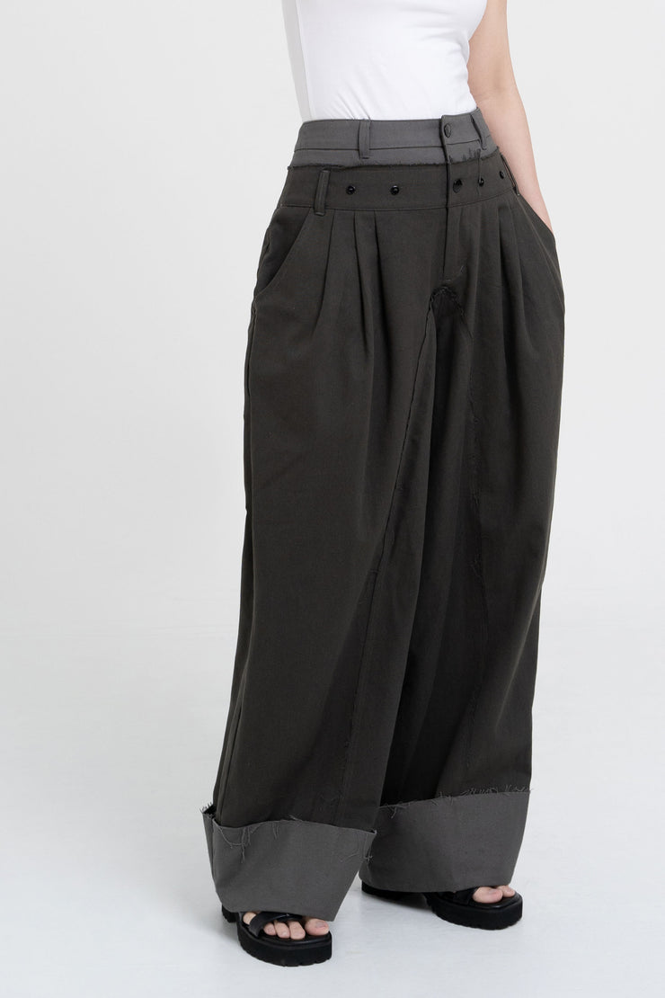 Double Waist Pants - Charcoal