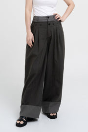 Double Waist Pants - Charcoal