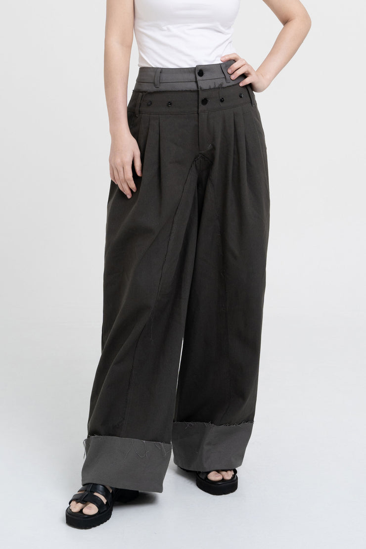 Double Waist Pants - Charcoal