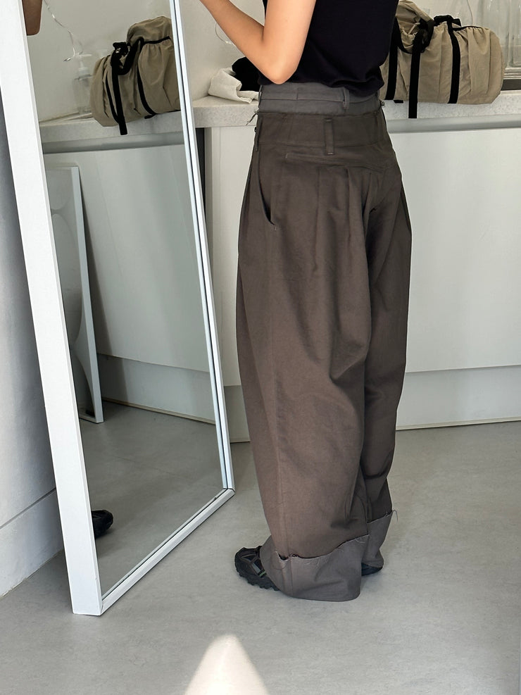 Double Waist Pants - Charcoal