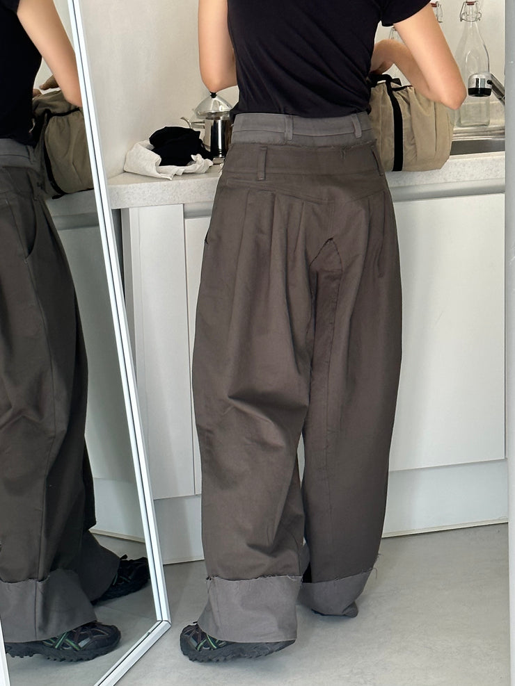Double Waist Pants - Charcoal