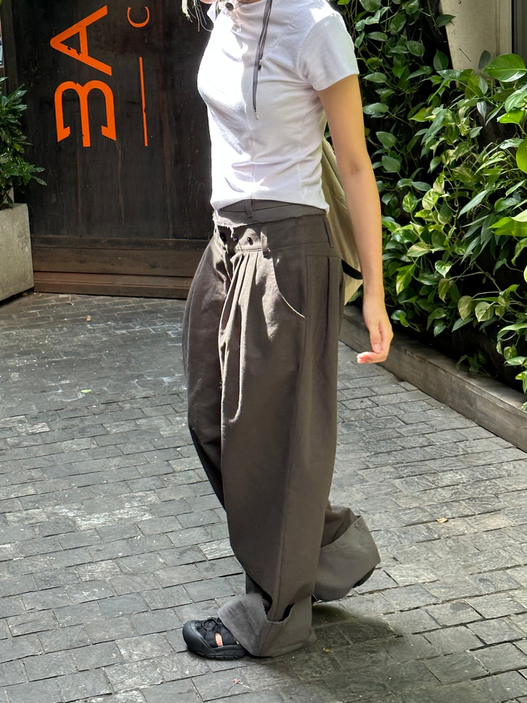 Double Waist Pants - Charcoal