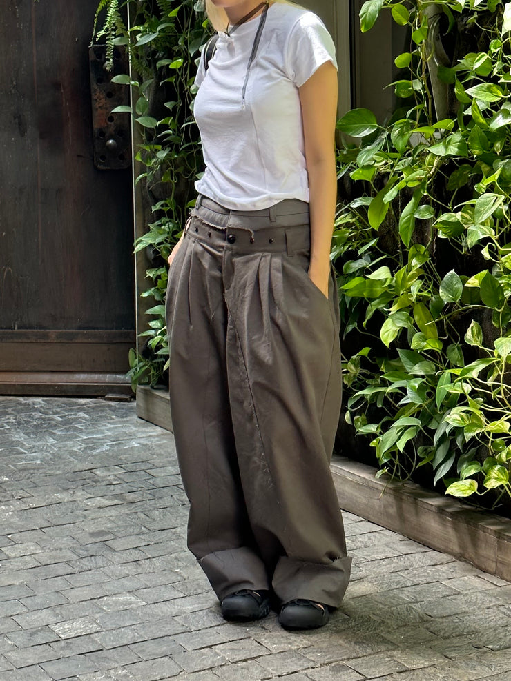 Double Waist Pants - Charcoal