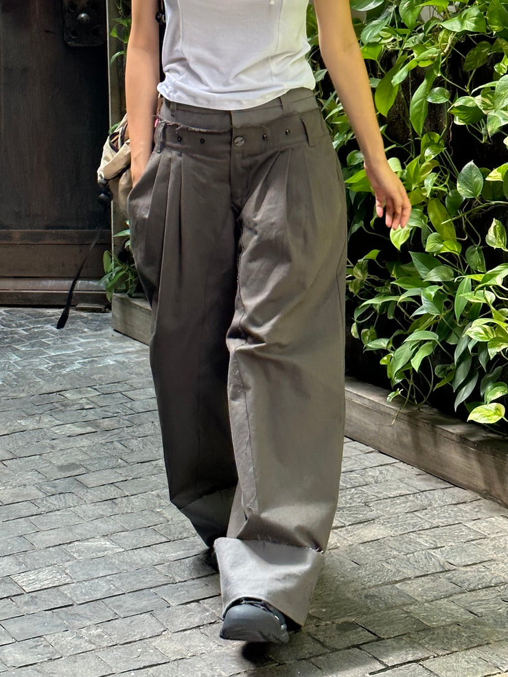 Double Waist Pants - Charcoal