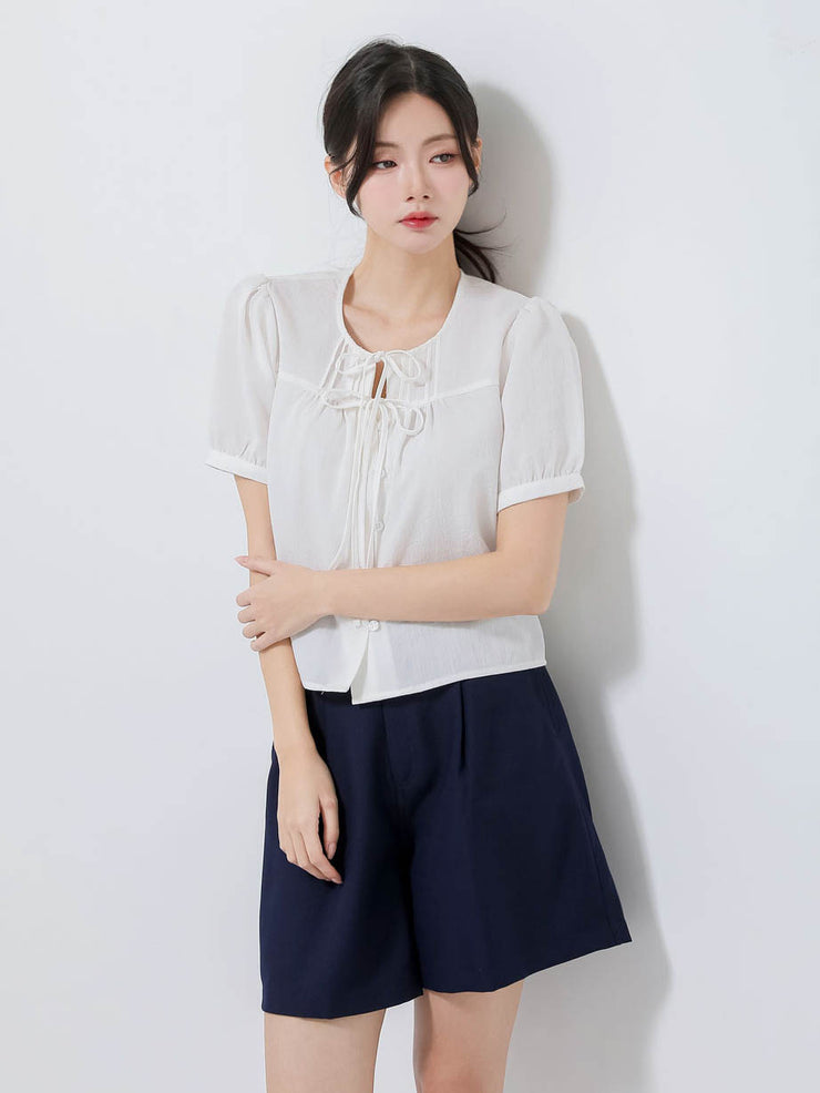 Navy Buttoned Shorts
