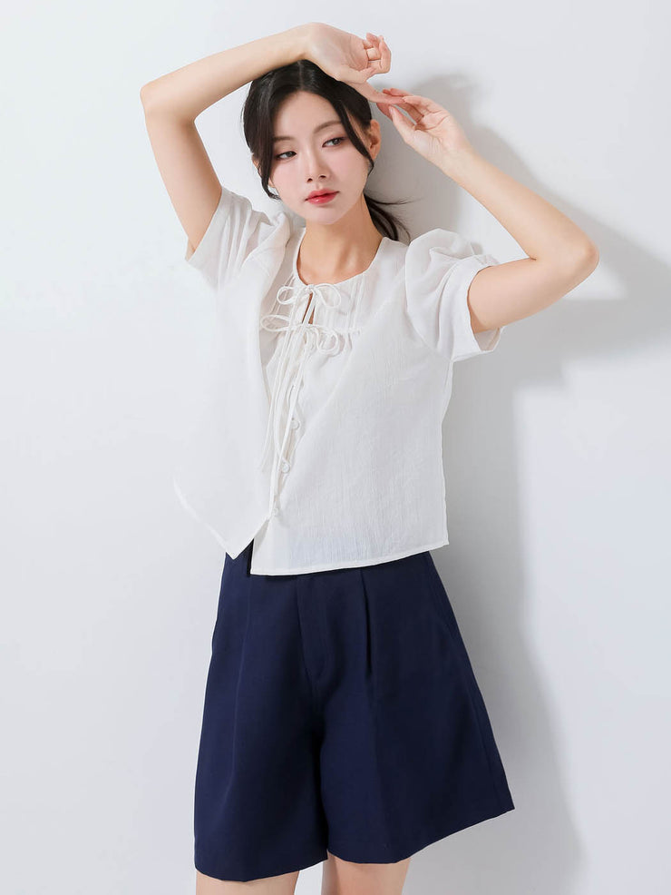 Navy Buttoned Shorts