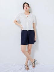 Navy Buttoned Shorts